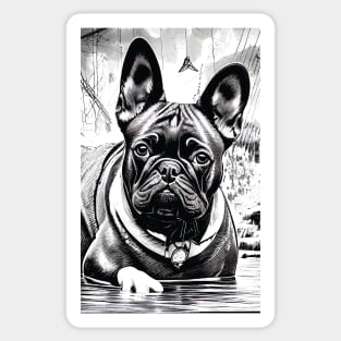 French Bulldog Submerging in Water Sticker